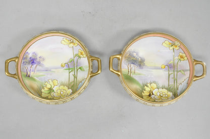 Antique Nippon Morimora Hand Painted Flowers & Ducks Coral Porcelain Bowl (B)