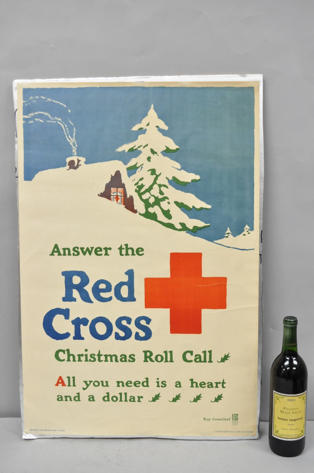 Original Vintage 1918 WWI Poster 'Red Cross Christmas Roll Call' Ray Greenleaf