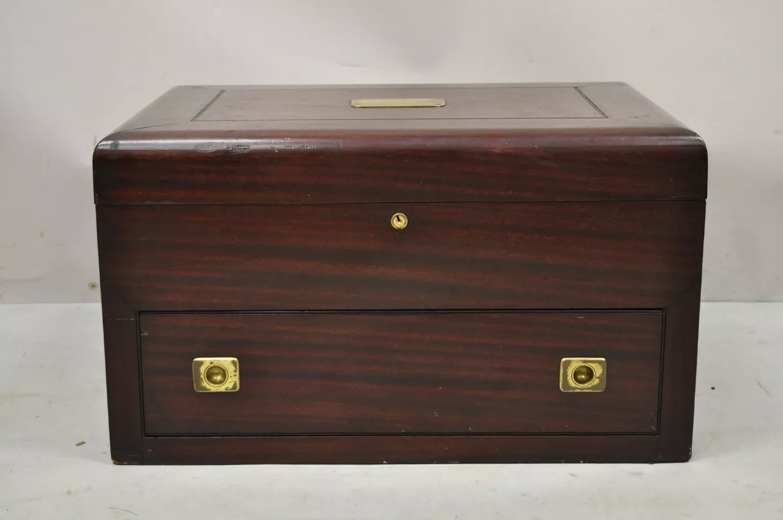 Antique English Regency Campaign Chest Flatware Silverware Box Tilden - Thurber