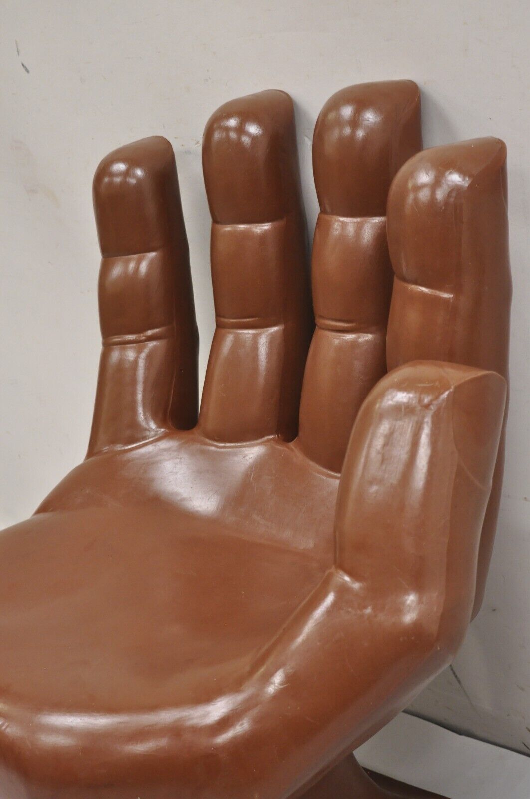 Vintage Mid Century Modern 1980s Brown Molded Plastic Hand Chair