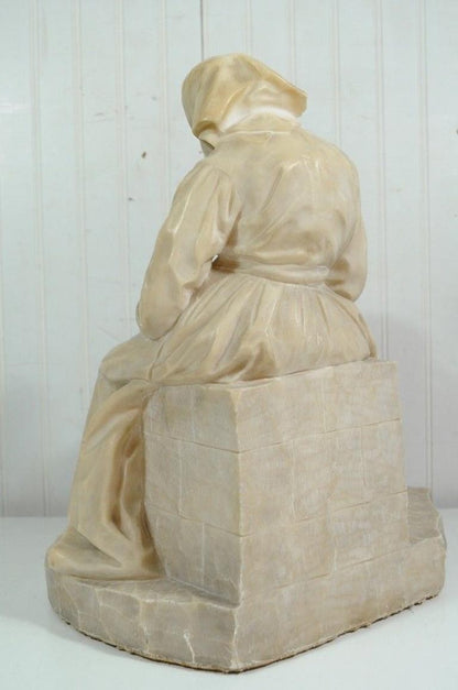 E Battiglia La Favola Della Nonna Alabaster Italian Sculpture Tale of Grandma