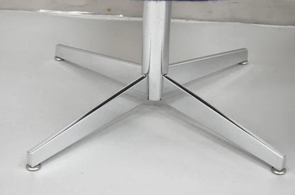 Vintage Mid Century Modern Blue Upholstered Chrome Swivel Base Club Chair - Pair
