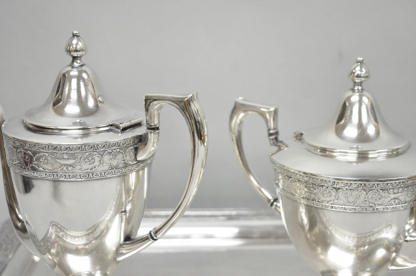 Antique Bernard Rices Sons Antique Edwardian Silver Plated Tea Service, 5 pc Set