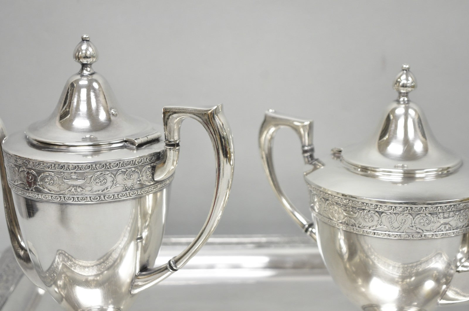 Antique Bernard Rices Sons Antique Edwardian Silver Plated Tea Service, 5 pc Set