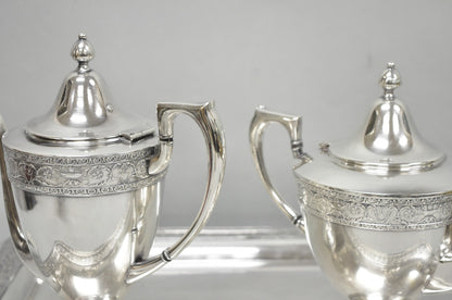 Antique Bernard Rices Sons Antique Edwardian Silver Plated Tea Service, 5 pc Set