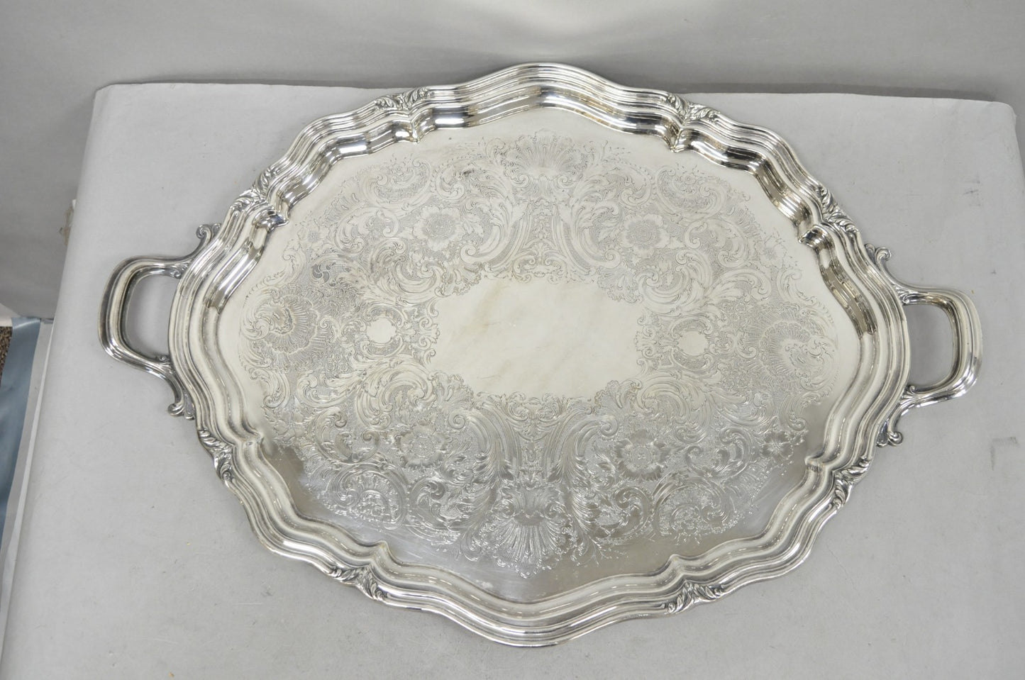 Antique Reed & Barton Winthrop Silver Plated Victorian Bar Serving Platter Tray