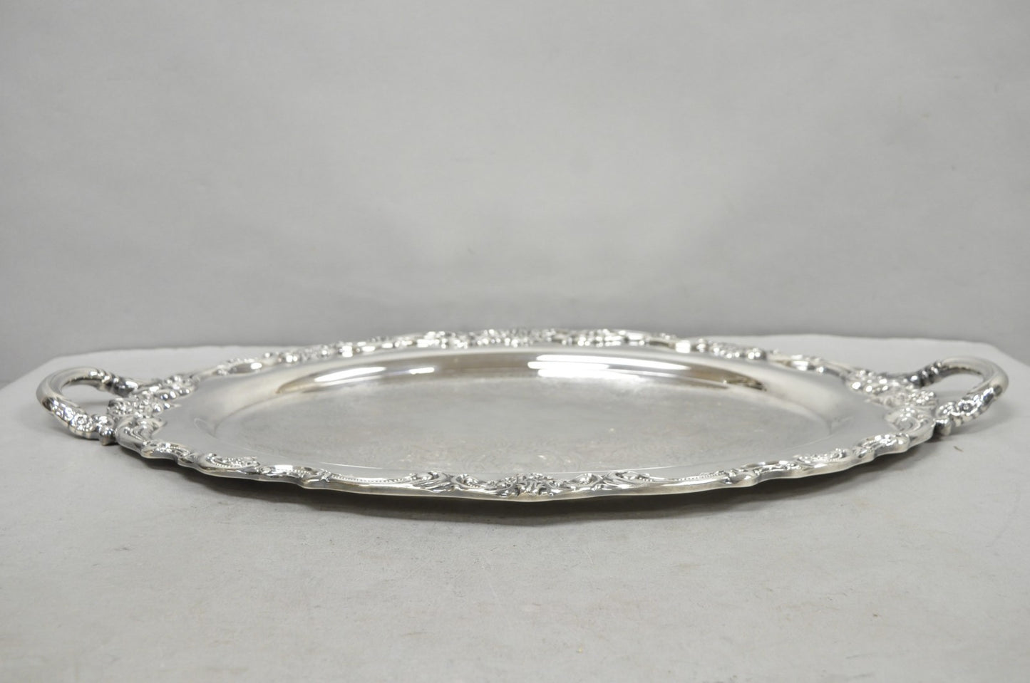 Vintage Reed & Barton 1955 Victorian Silver Plated Oval Bar Serving Platter Tray