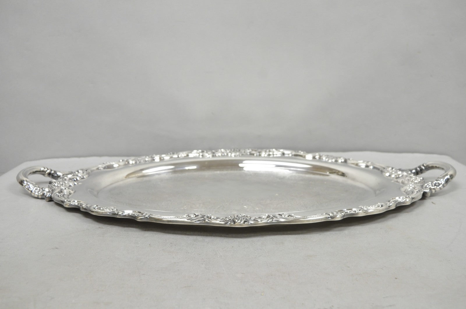 Vintage Reed & Barton 1955 Victorian Silver Plated Oval Bar Serving Platter Tray