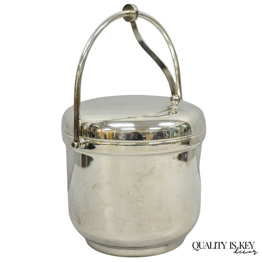 Vintage Art Deco Silver Plated Reticulating Hinge Lidded Bar Ice Bucket