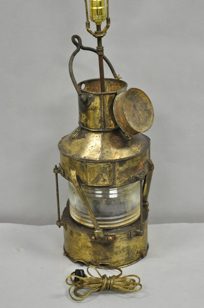 Antique WT George & Co English Copper Maritime Ship Lantern Converted Table Lamp