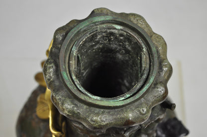 Charles Georges Ferville-Suan French Art Nouveau Gold Gilt Patinated Bronze Vase