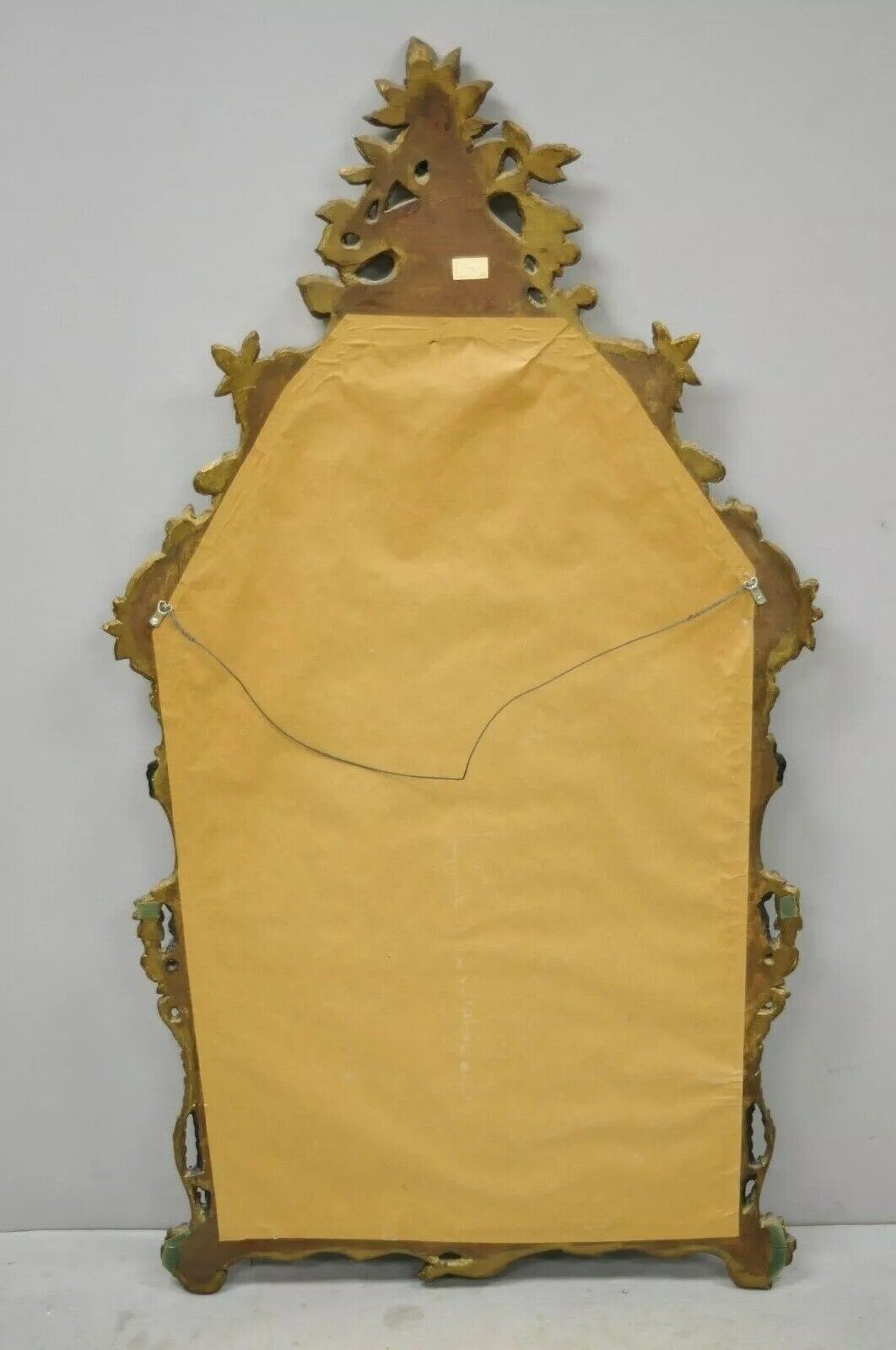 Vintage Chinoiserie Japanned Rococo Italian Gold Gilt Carved Wood Wall Mirror