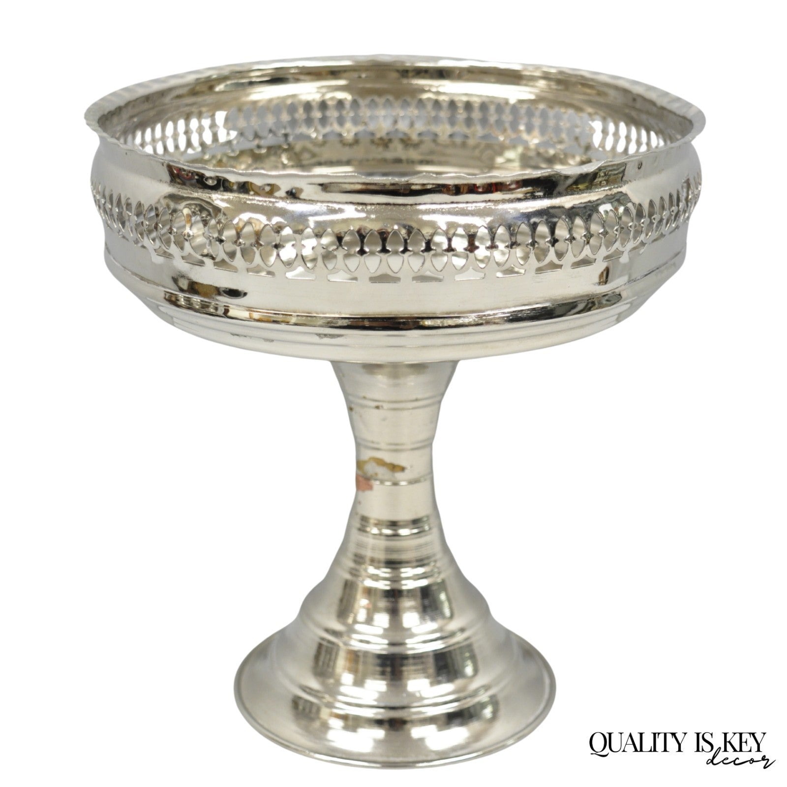 Vintage Hollywood Regency Style Silver Plated "Crown" Pedestal Candy Dish Bowl