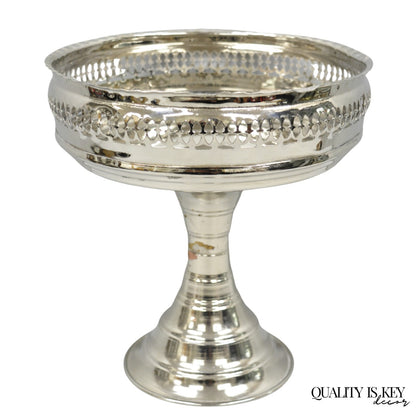 Vintage Hollywood Regency Style Silver Plated "Crown" Pedestal Candy Dish Bowl