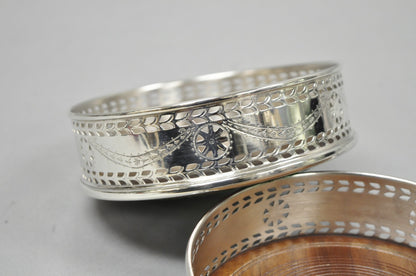 Vintage Stieff Smithsonian Silver Plated Presidential Wine Bottle Coaster - Pair