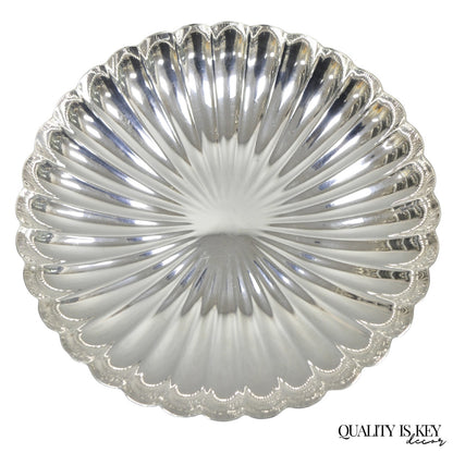 Antique Elkington English Regency 10.5" Round Scalloped Silver Plated Bowl Dish