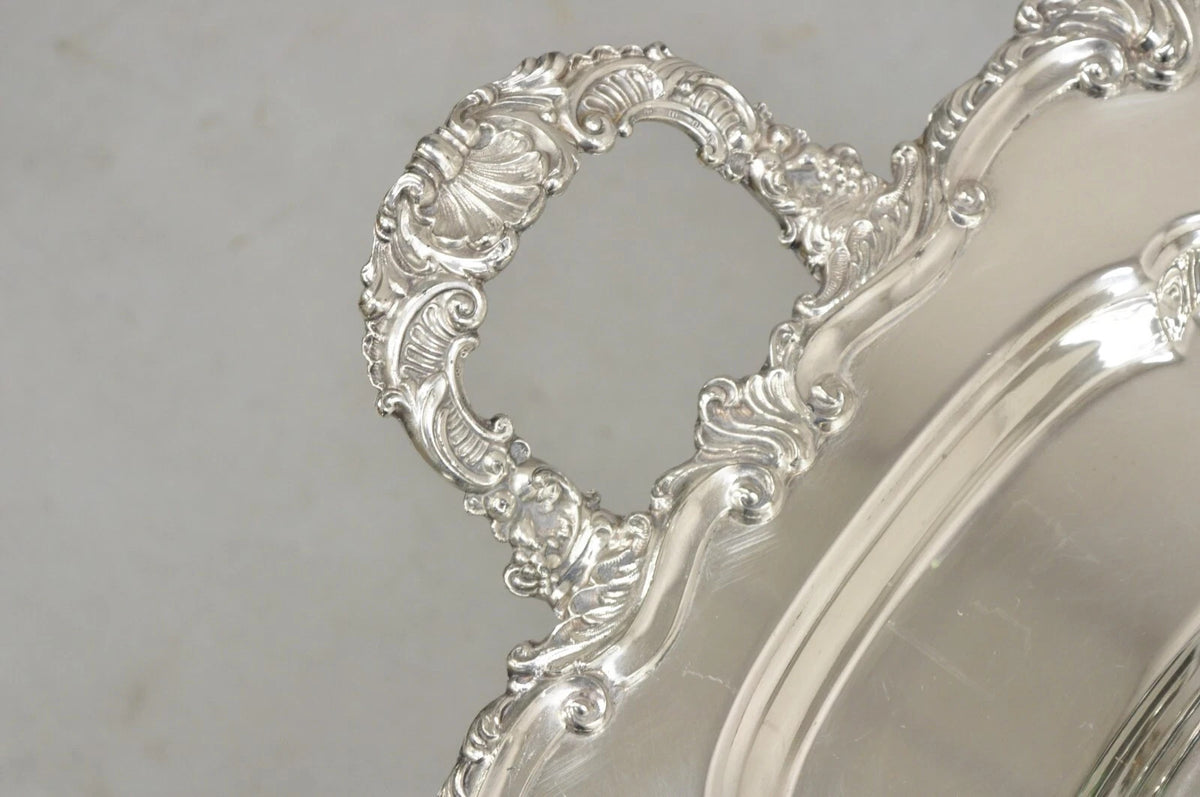 Vintage Victorian Silver Plated Twin Handle Meat Cutlery Serving Platter Tray