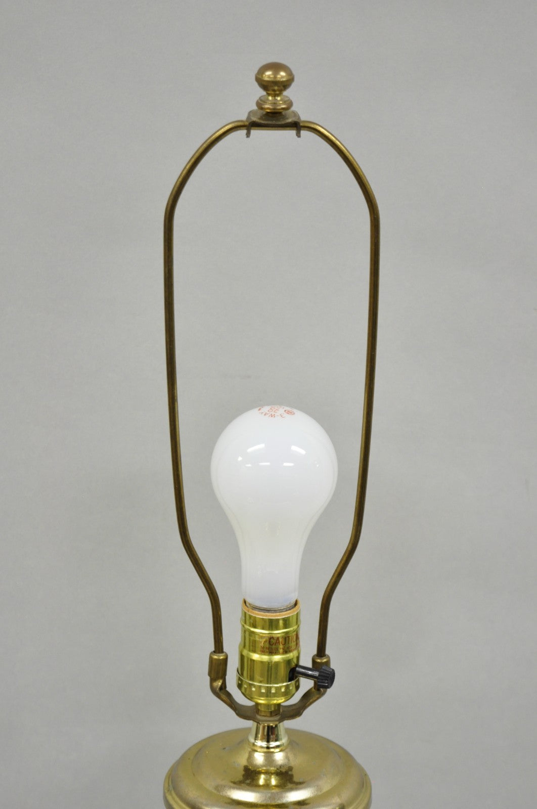 Vintage French Style Cut Crystal Glass Etched "Tulip Flower" Brass Table Lamp