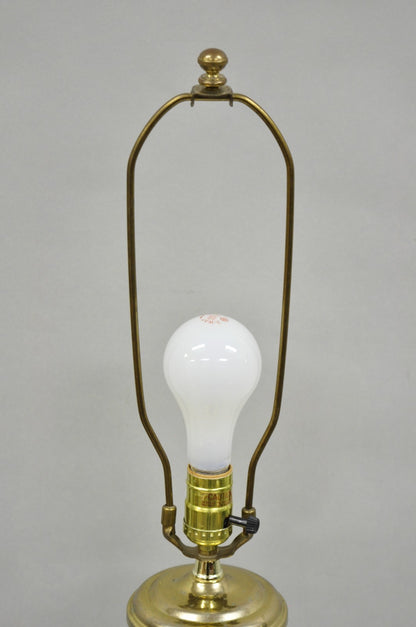Vintage French Style Cut Crystal Glass Etched "Tulip Flower" Brass Table Lamp
