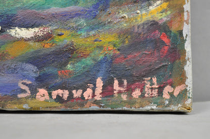 Vintage 1960s Samuel Heller "Mountain Landscape" Oil on Canvas Painting, Signed