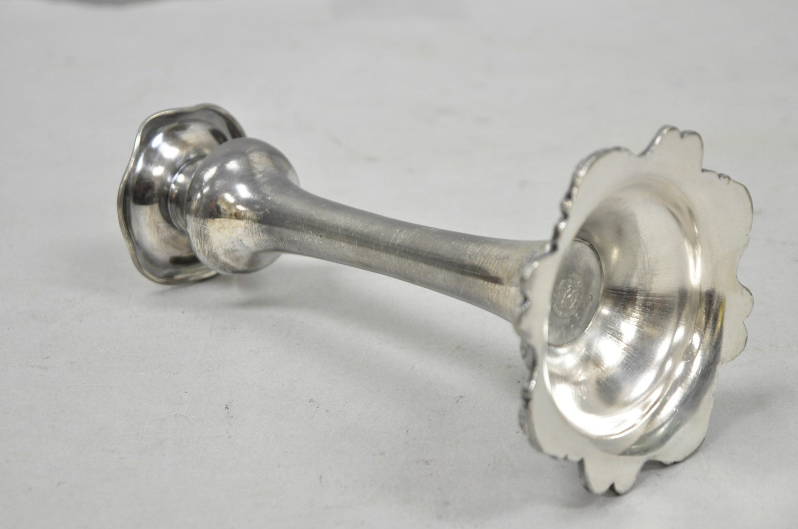 Antique Art Nouveau Silver Plated Floral Repousse 8" Candlestick by Victor