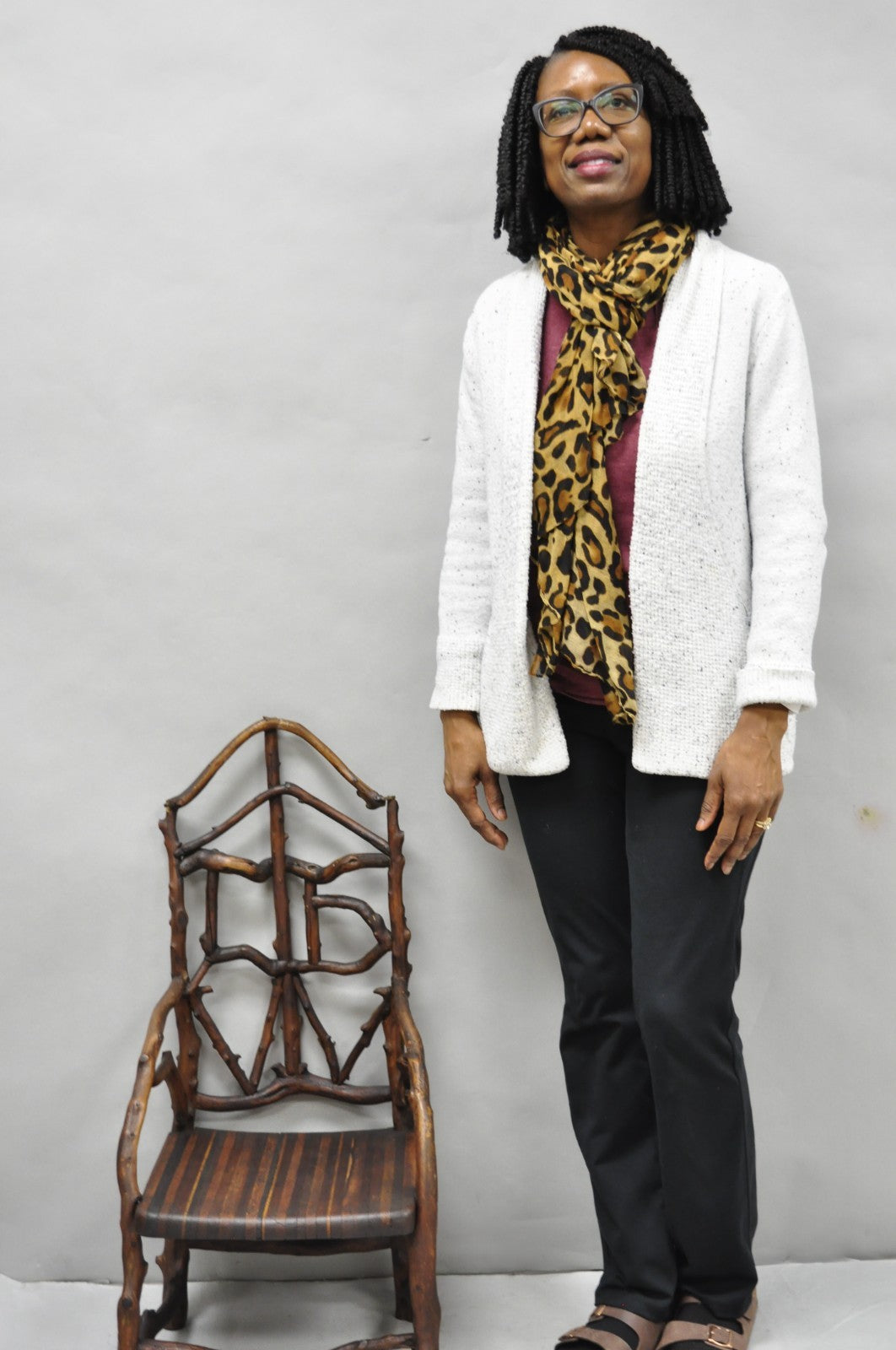 Antique Folk Art Handmade Wooden Twig Branch Adirondack Small Childs Chair