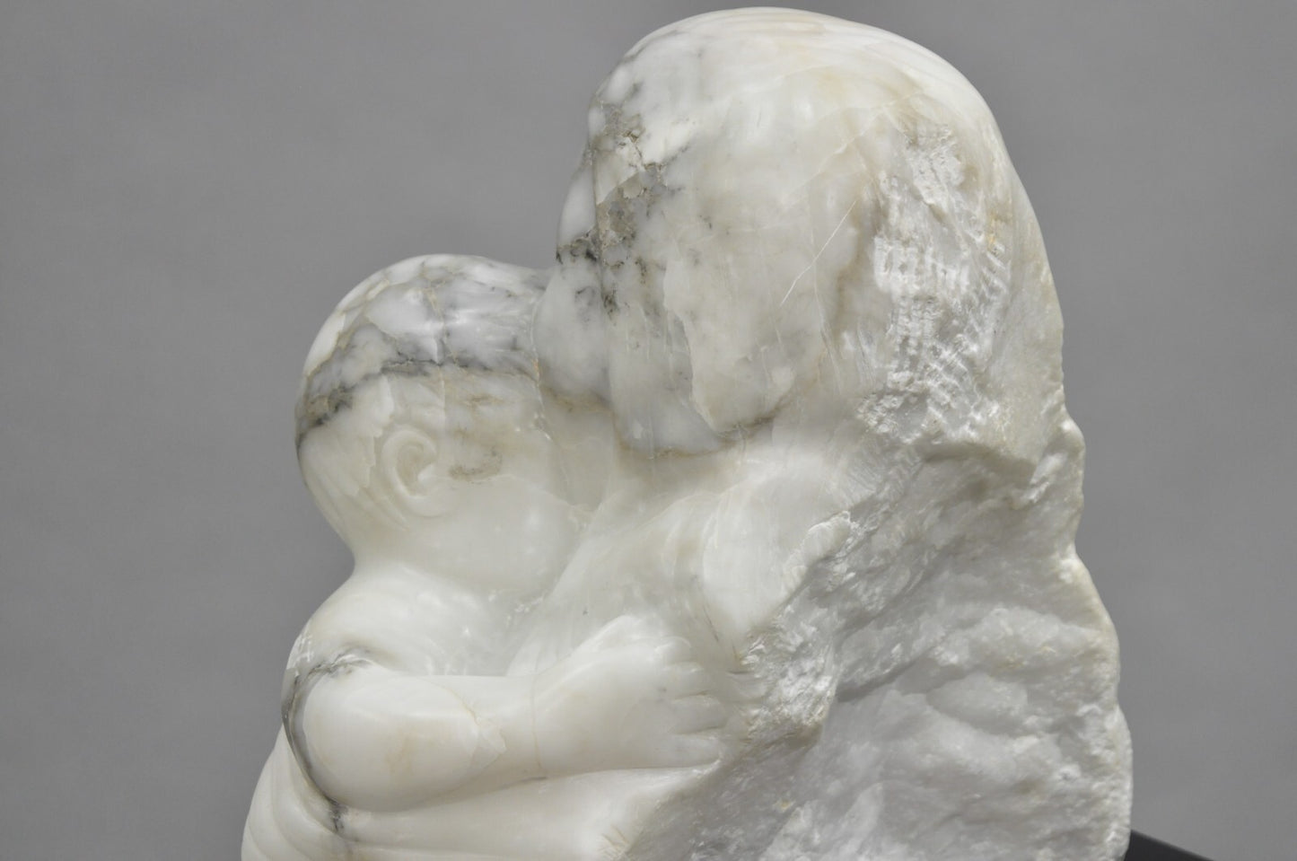 Morton Gaffin "Love, 1988" Modernist Mother & Child White Alabaster Sculpture
