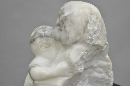 Morton Gaffin "Love, 1988" Modernist Mother & Child White Alabaster Sculpture