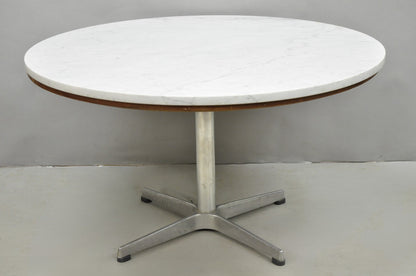 Vintage Mid Century Modern Knoll Style Pedestal Base Marble Top Coffee Table
