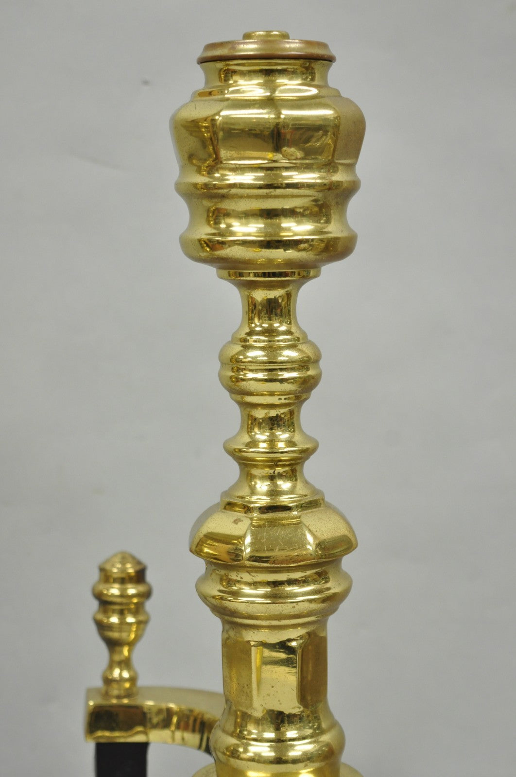The Harvin Co Vintage Brass Federal Style Branch Foot Fireplace Andirons - Pair