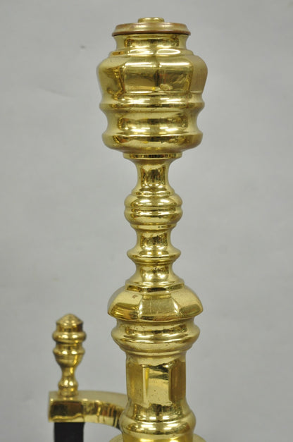 The Harvin Co Vintage Brass Federal Style Branch Foot Fireplace Andirons - Pair