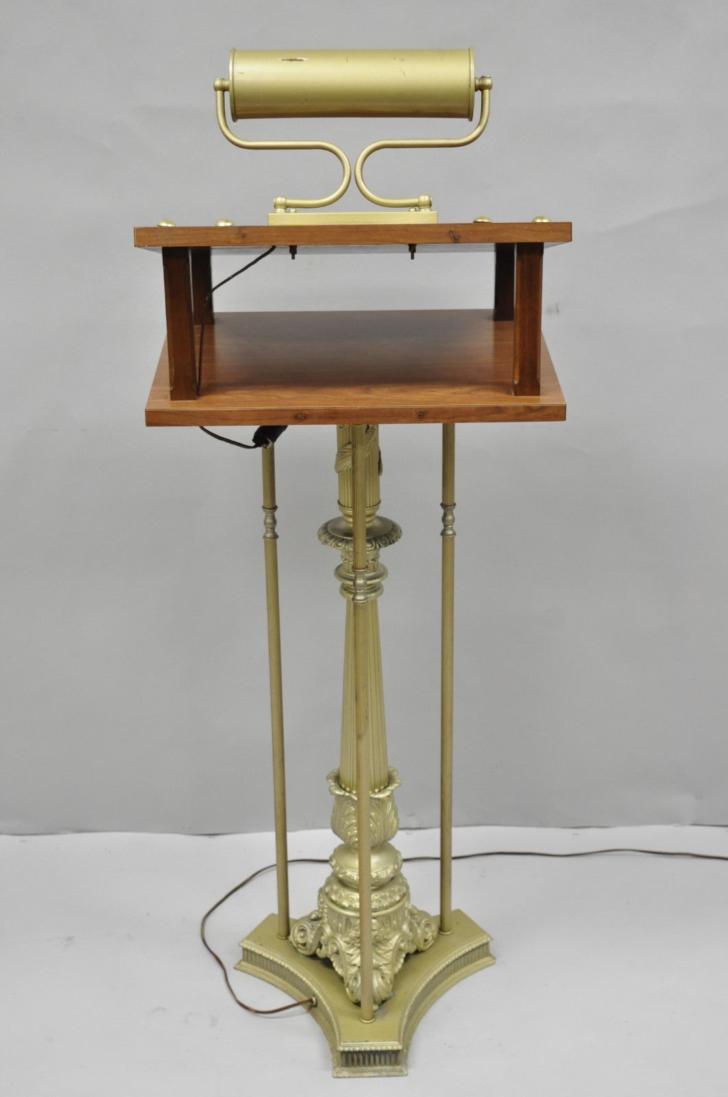 Vintage Victorian Lighted Podium Metal Column Pedestal Base Lectern Book Stand