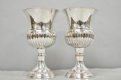 Vintage English Georgian Style Silver Plated Wine Goblet Cup Barware - a Pair