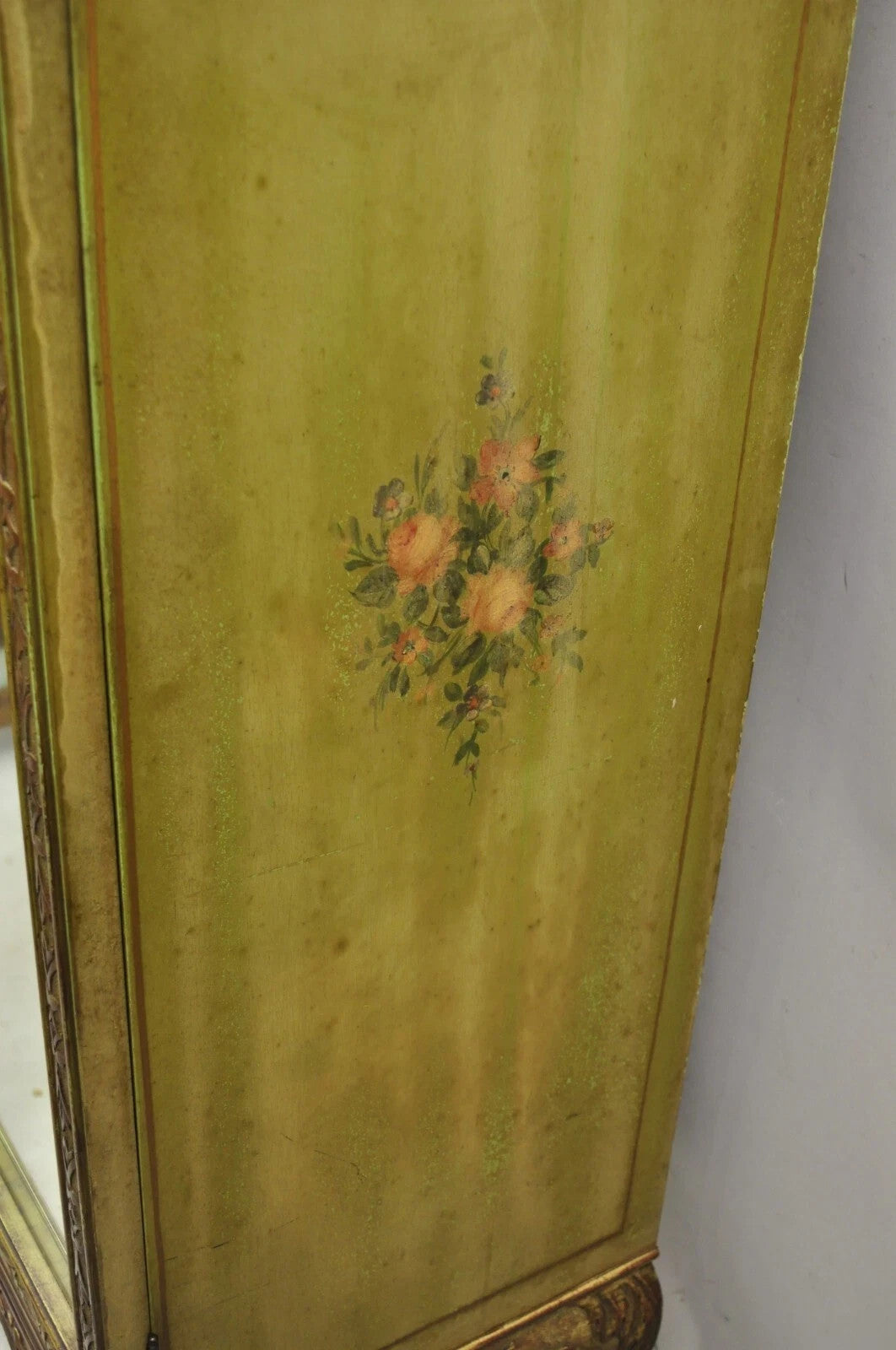 Antique Georgian Green Painted Mirror Front 2 Door Curio China Radio Cabinet