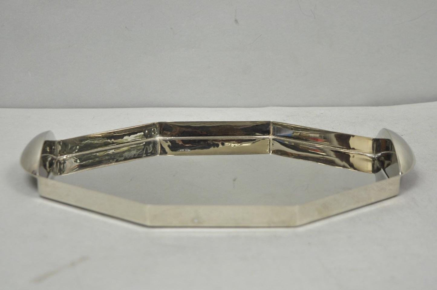 Modern Art Deco Style Silver Plated Nickel Octagonal Vanity Bar Tray "FE"