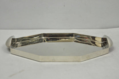 Modern Art Deco Style Silver Plated Nickel Octagonal Vanity Bar Tray "FE"