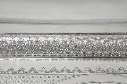 Antique Rogers Smith & Co Art Nouveau Large Silver Plated Crane Bird Etched Tray
