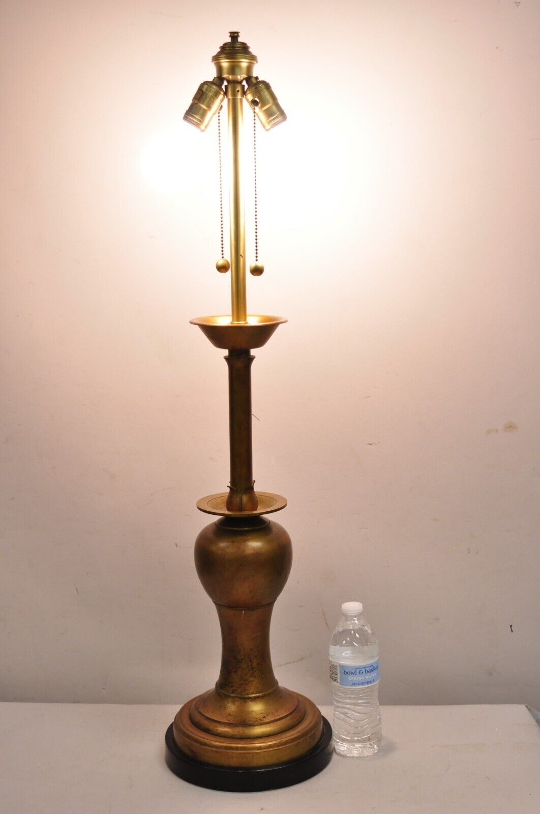 Vintage Marbro James Mont Hollywood Regency Gold "Lotus" Candlestick Table Lamp