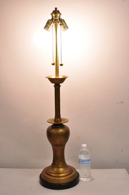 Vintage Marbro James Mont Hollywood Regency Gold "Lotus" Candlestick Table Lamp