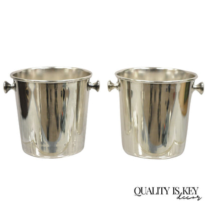 Mid Century Modern Small Silver Plated Champagne Wine Chiller Bucket  - a Pair