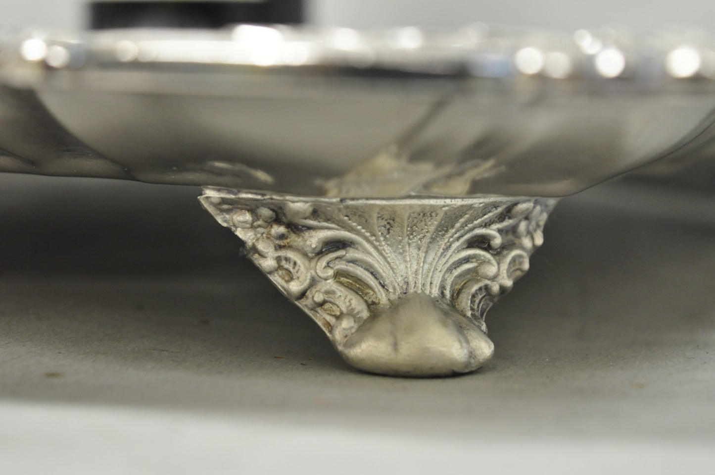 Vintage Victorian Silver Plated Footed Twin Handle Serving Platter Bar Tray