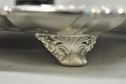 Vintage Victorian Silver Plated Footed Twin Handle Serving Platter Bar Tray