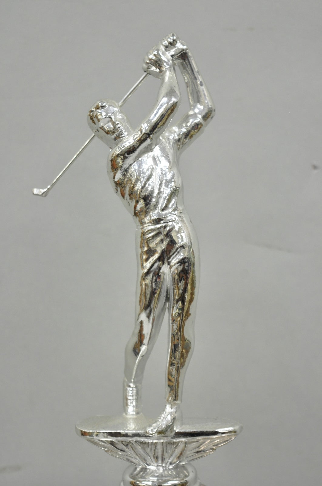 Vintage 1970s Silver Metal & Wood Figural Golf Trophy Award Cup John Sanzari