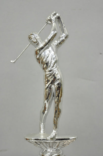 Vintage 1970s Silver Metal & Wood Figural Golf Trophy Award Cup John Sanzari