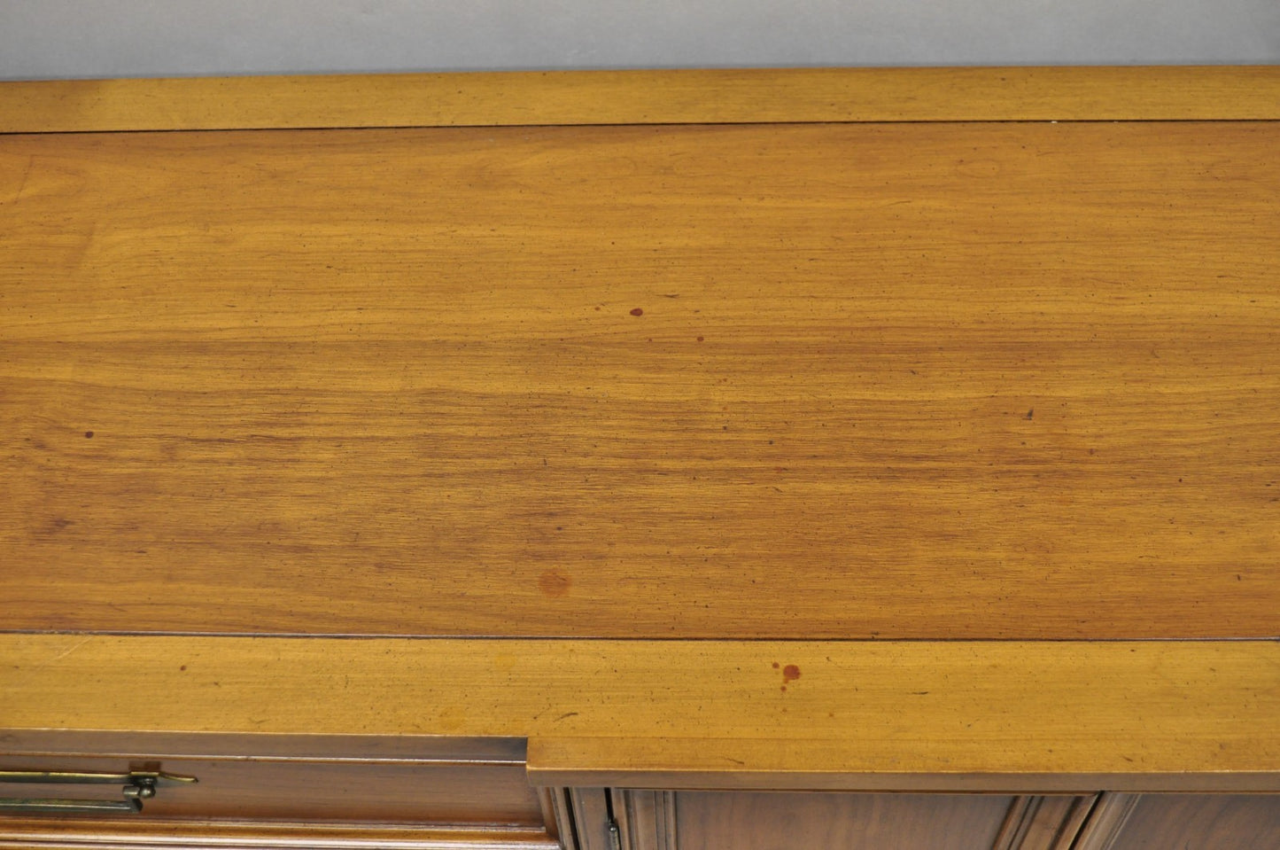 Vintage French Provincial Cherry Wood White Furn. 9 Drawer Credenza Long Dresser