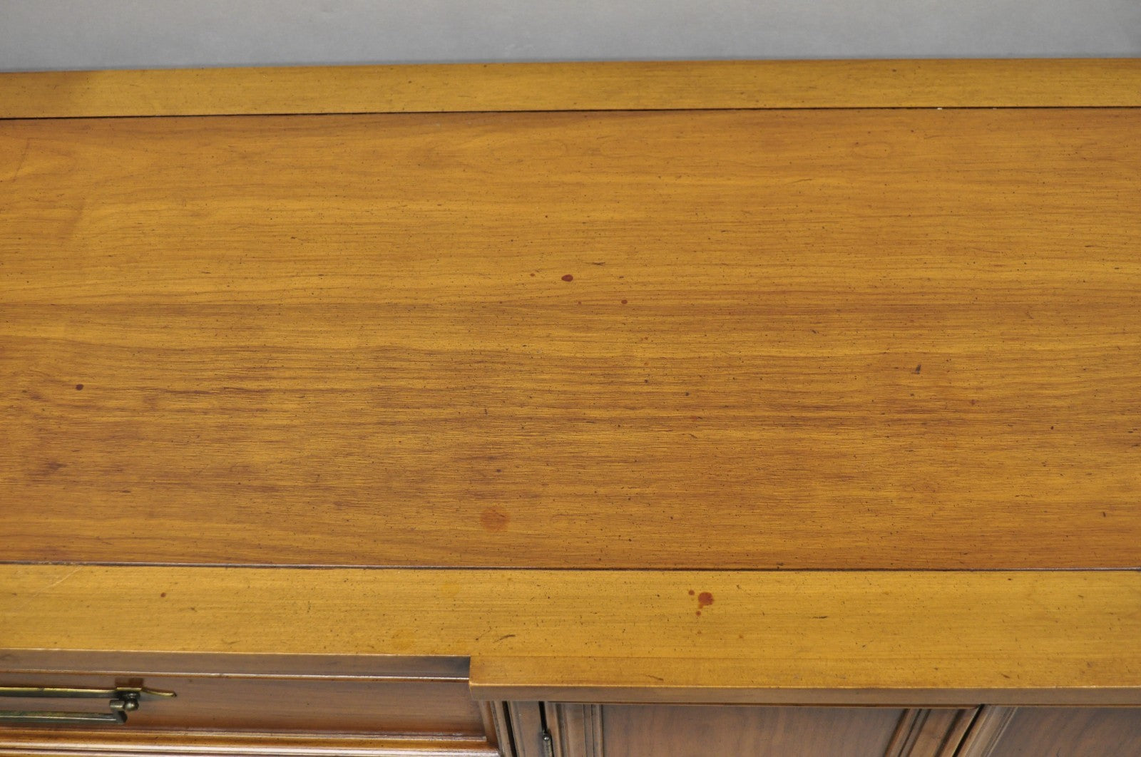 Vintage French Provincial Cherry Wood White Furn. 9 Drawer Credenza Long Dresser