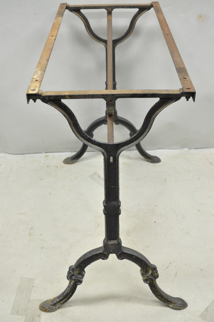 Antique French Victorian Cast Iron Pastry Table Base Marble Top Console Table