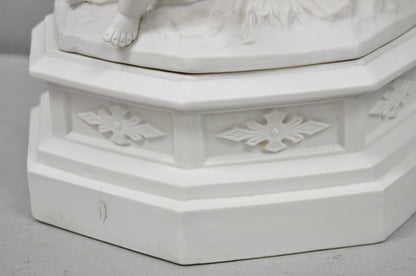 Vintage French Bisque White Porcelain Maritime Figural Cherubs Table Lamp