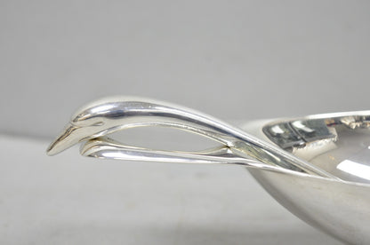 Christofle France Gallia Silver Plated Figural Gravy Sauce Boat w/ Swan Spoon