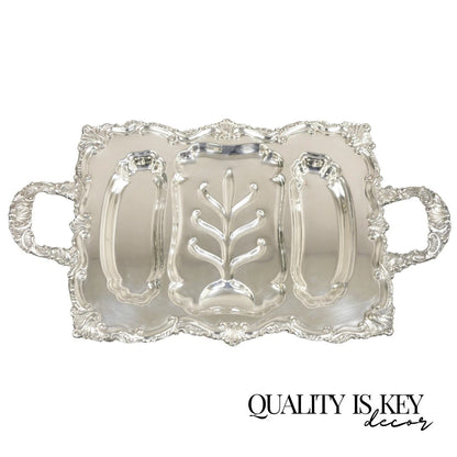 Vintage Victorian Silver Plated Twin Handle Meat Cutlery Serving Platter Tray